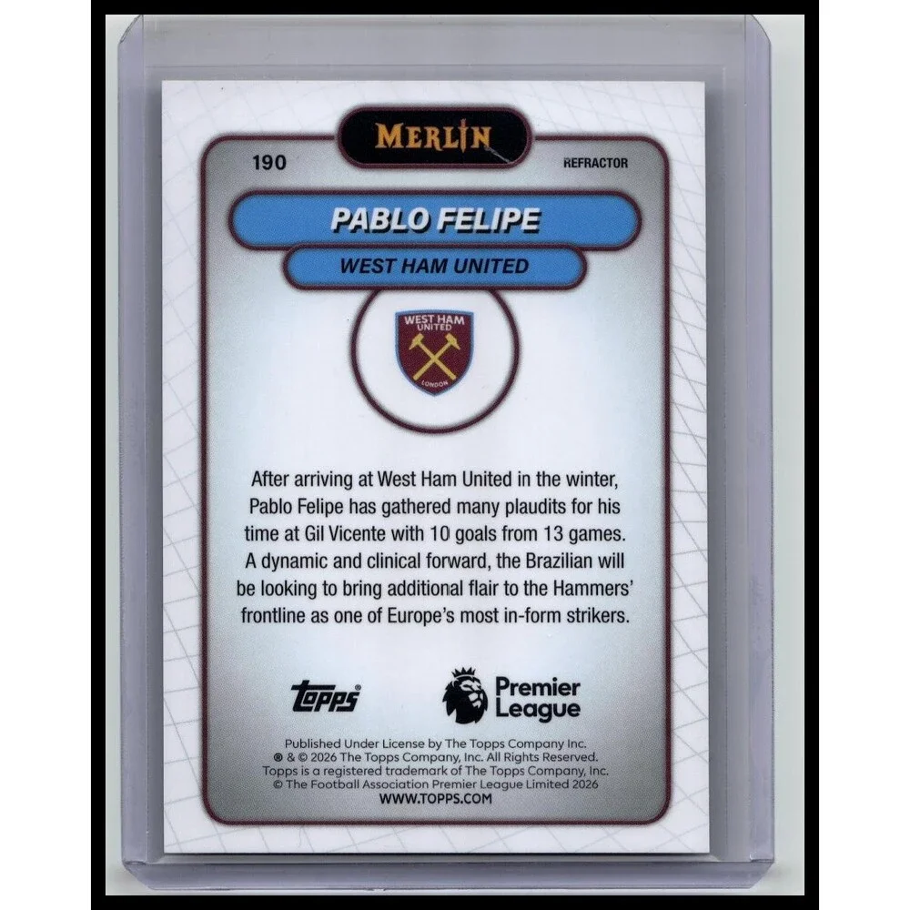 2026 Merlin Premier League #190 Pablo Felipe Refractor